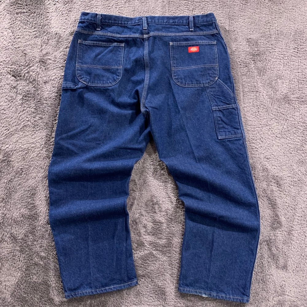 Dickies Mens Carpenter Jeans Dark Indigo Blue Utility Work Pants 42x30 W4418DG